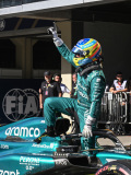 Fernando Alonso, Aston Martin F1 Team, 3rd position, celebrates on arrival in Parc Ferme